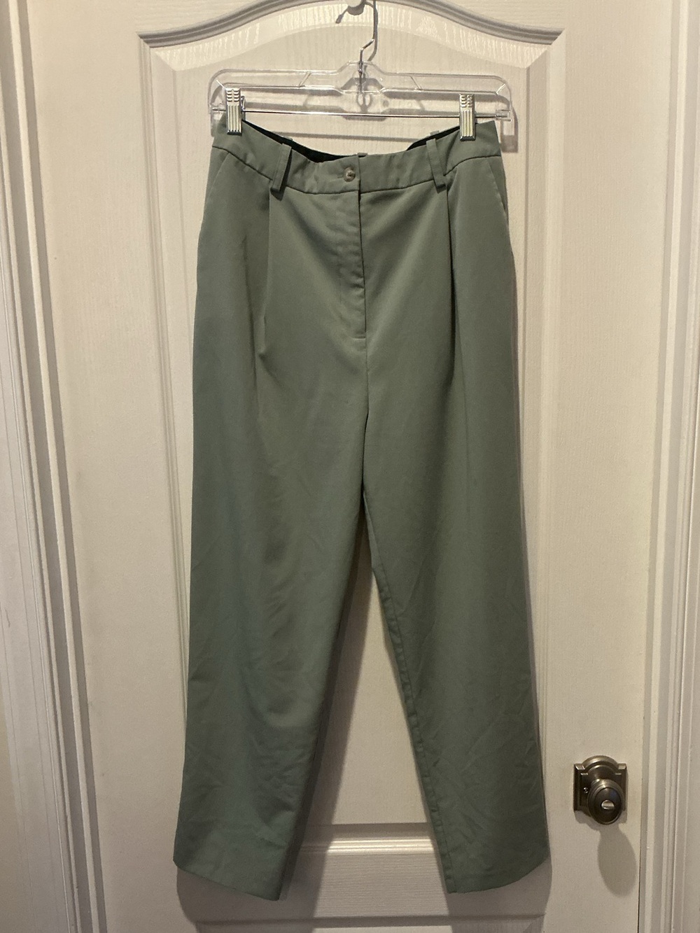 Topshop Women's Straight Trousers in Sage Green